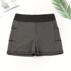 Sports Shorts Women's Plus Honeycomb Pattern Waist Band Skinny Shorts