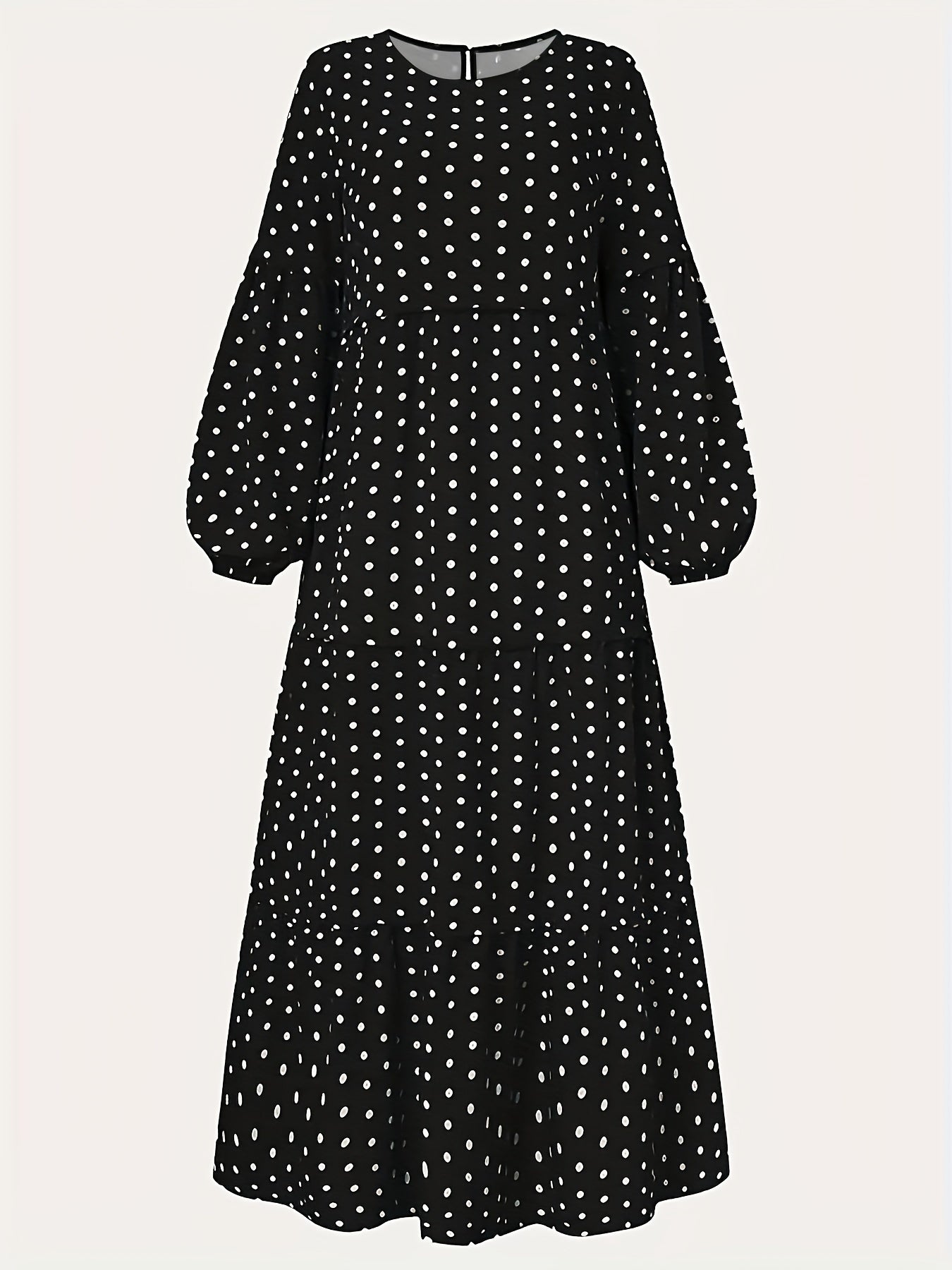 Dot Print Lantern Sleeve Maxi Dress
