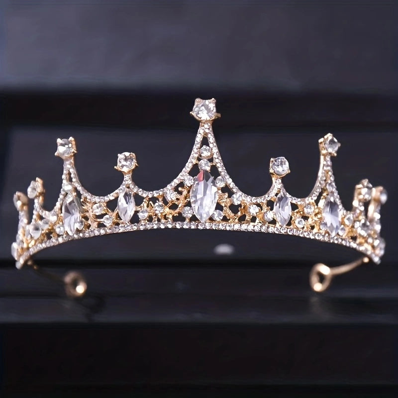 Vintage Rhinestone Crown Princess Headband for Girls