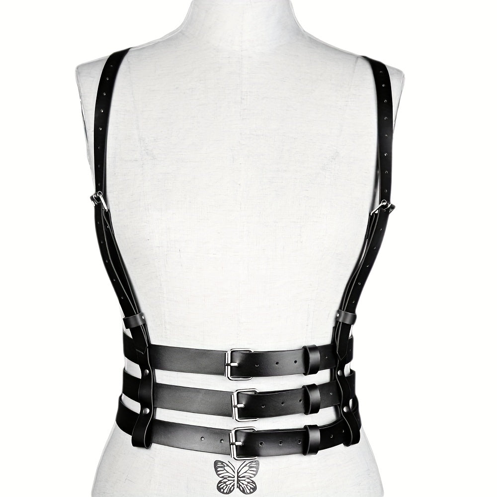 Punk Adjustable Harness Belt Rivet Waistband Sexy Chest Harness Suspenders