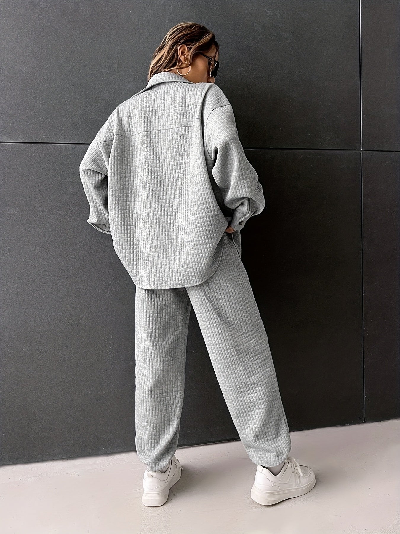 Casual Two piece Set Button Front Shirt & Jogger Pants