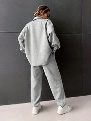 Casual Two piece Set Button Front Shirt & Jogger Pants