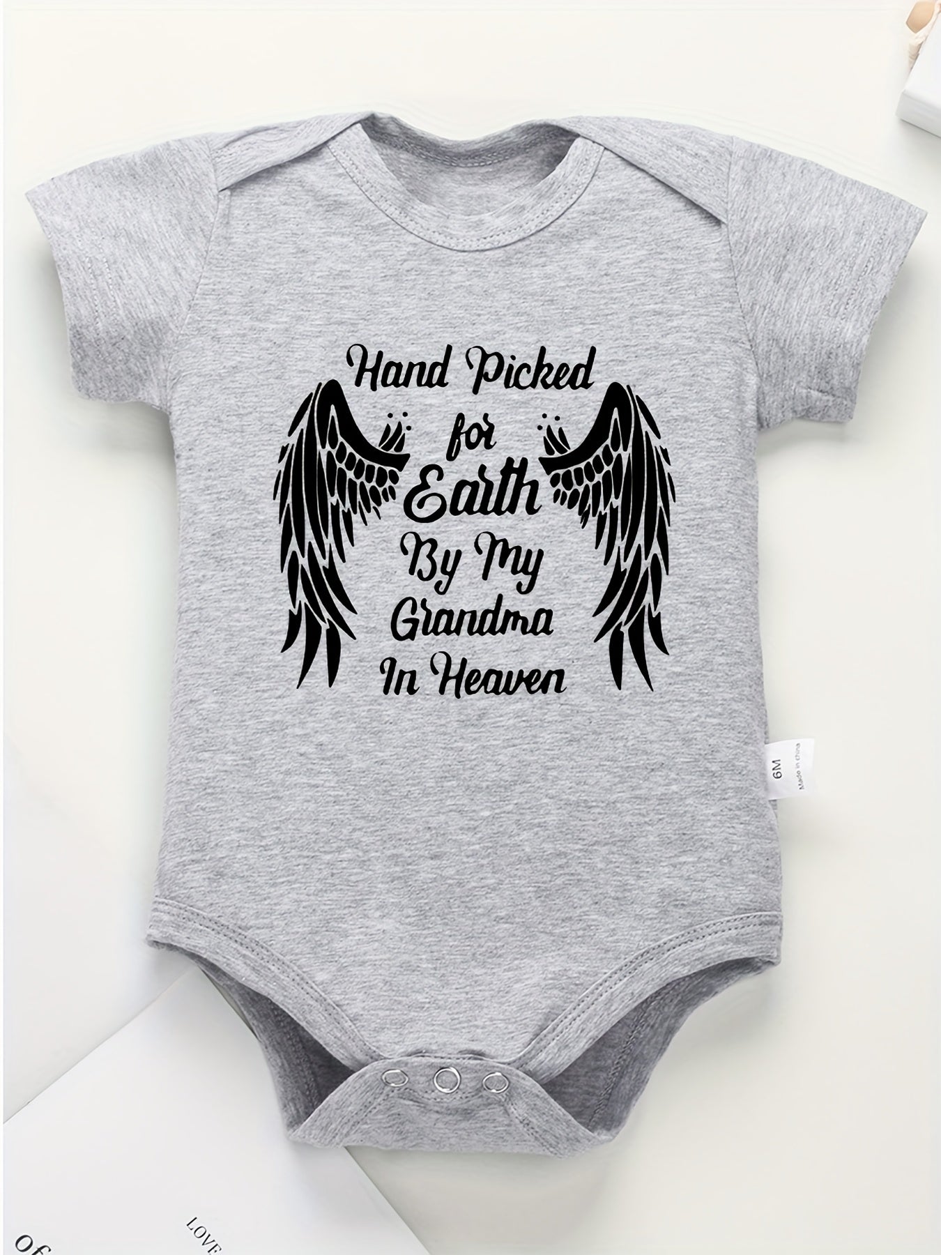 Baby Boys Romper With Wings & Letter Print Cotton Jumpsuit