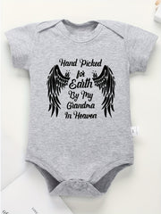 Baby Boys Romper With Wings & Letter Print Cotton Jumpsuit