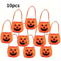10pcs Halloween Candy Bag Portable Pumpkin Bag Halloween Decoration And Props