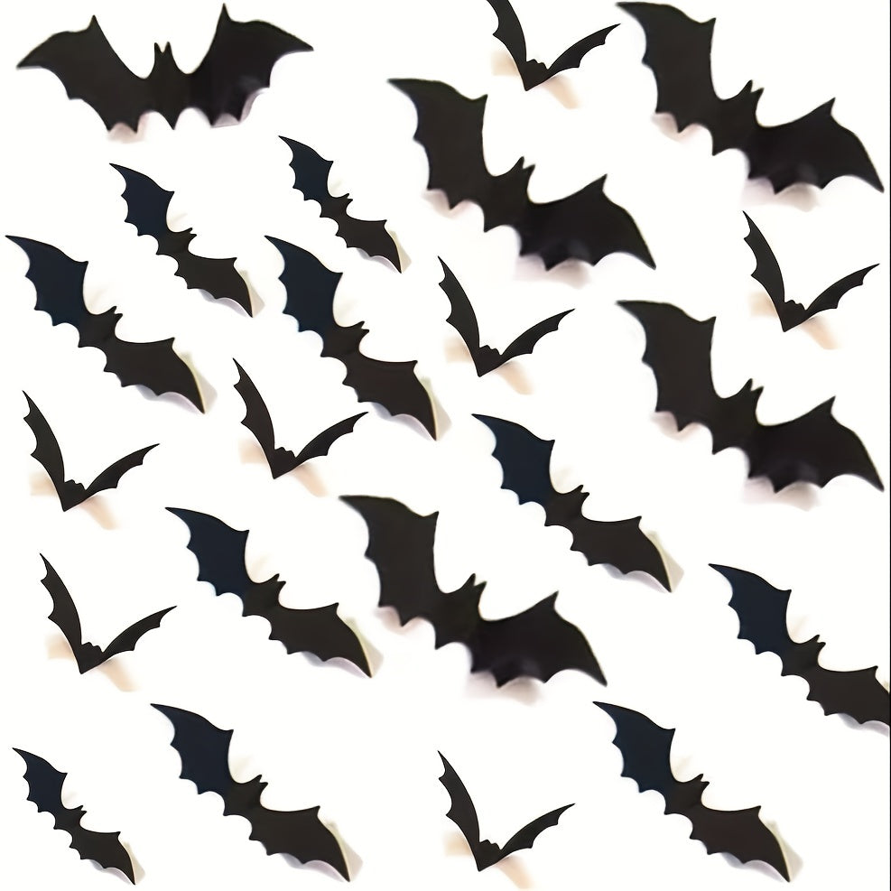 12pcs Halloween Bat Stickers 3D Bat Decorative Stickers Party Decoration