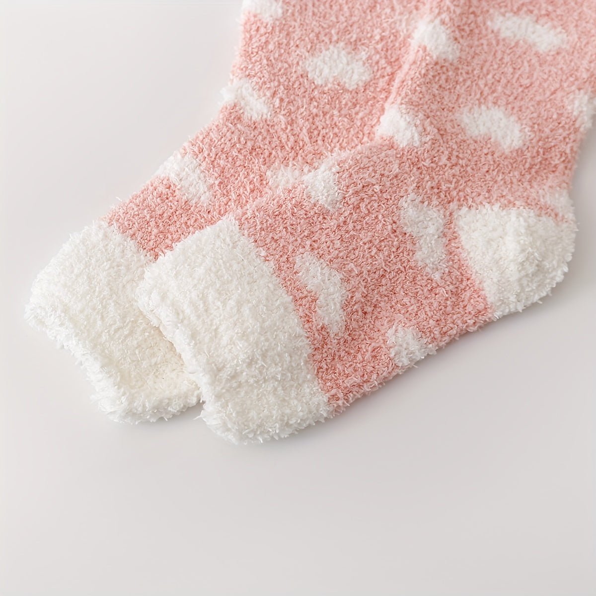 6 Pairs Heart Print Plush Socks Warm Mid Tube Women's Stockings