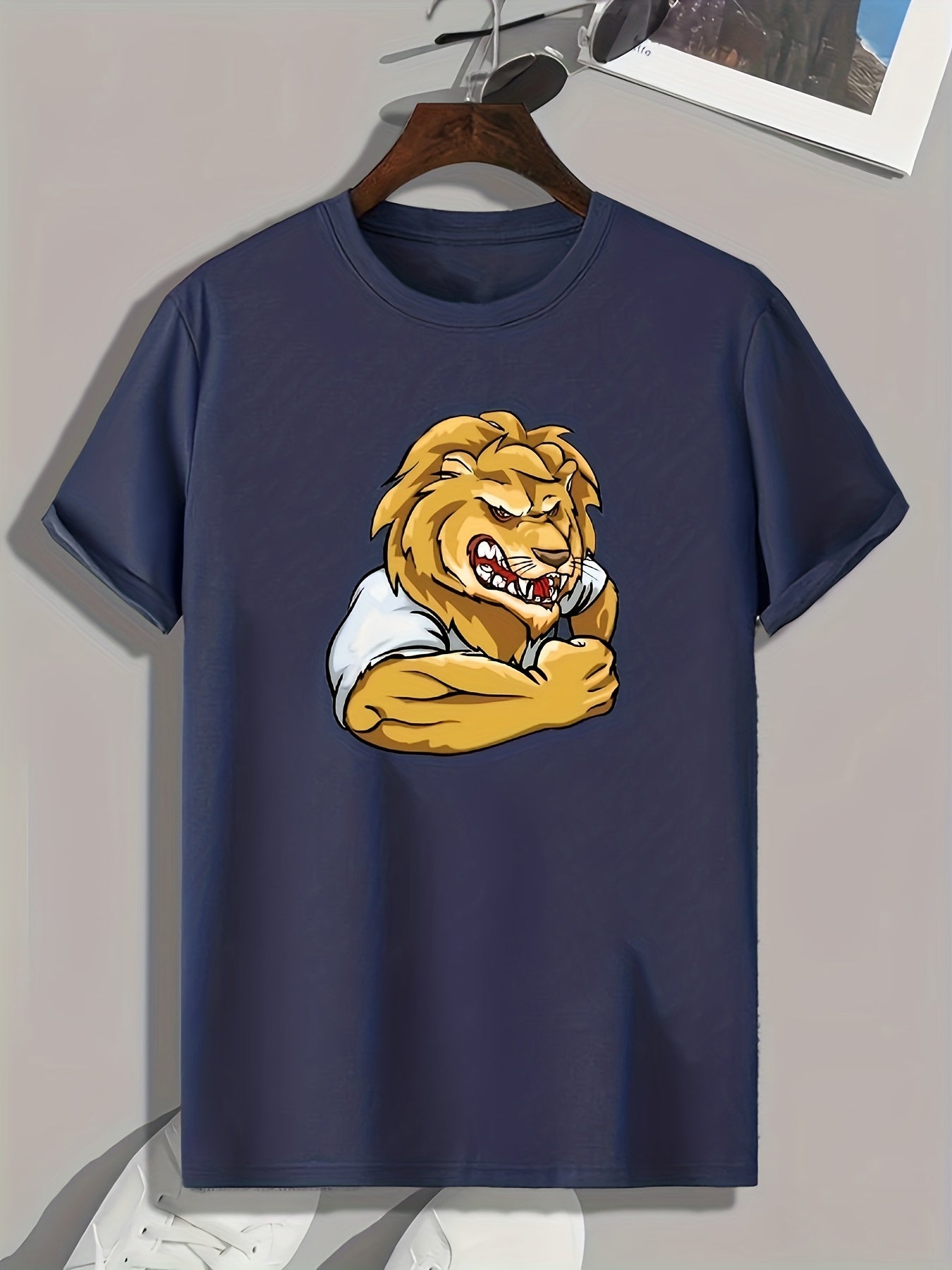 Lion Print Men's Graphic T shirt Casual Comfy Tees