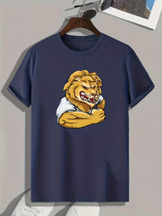 Lion Print Men's Graphic T shirt Casual Comfy Tees