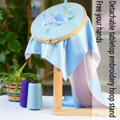 Wood Adjustable Rotated Embroidery Hoop Stand & Hoops