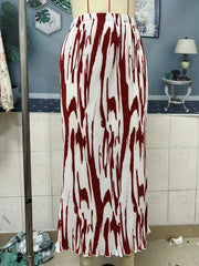 Abstract Print High Waist Midi Skirt