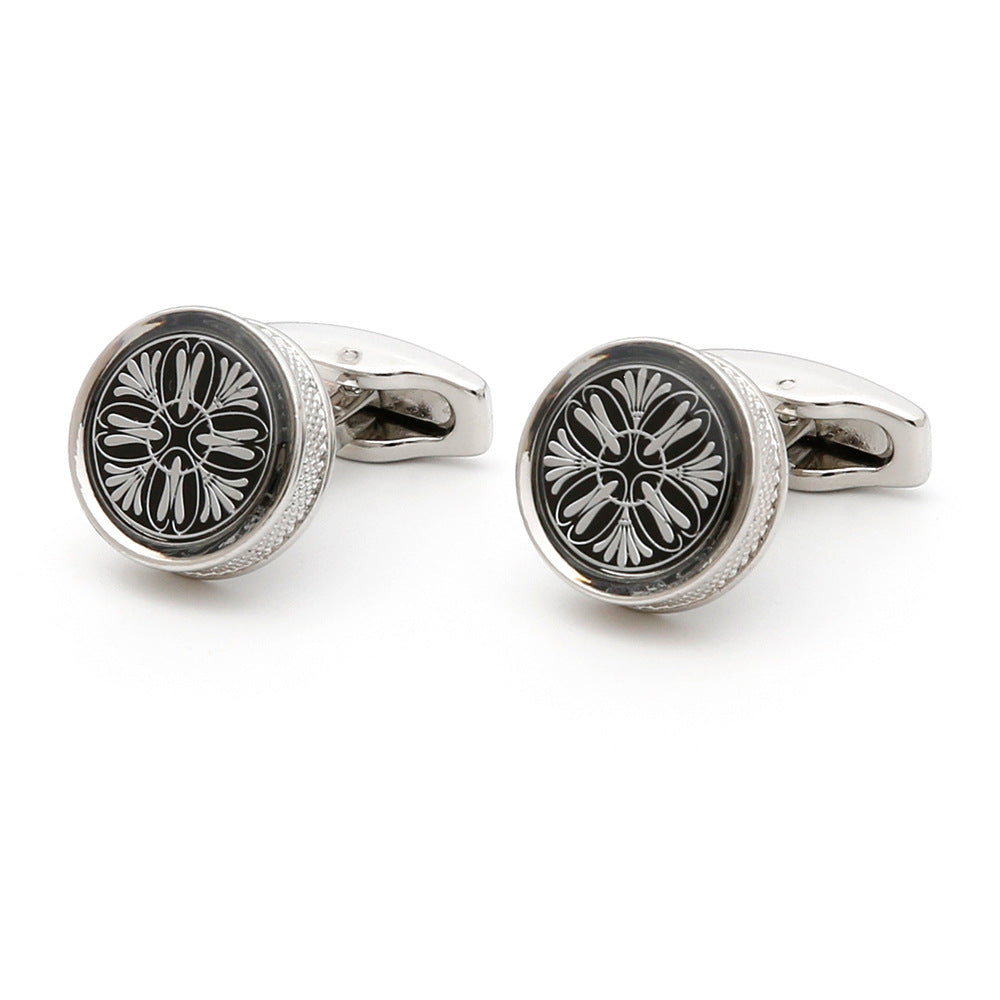 Retro Pattern Silver Men's Cufflinks