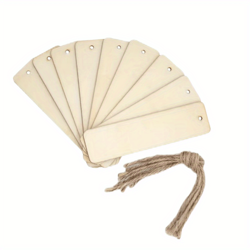 100pcs Wooden Blank Bookmark DIY Wooden Craft Unfinished Wooden Tag List Rectang