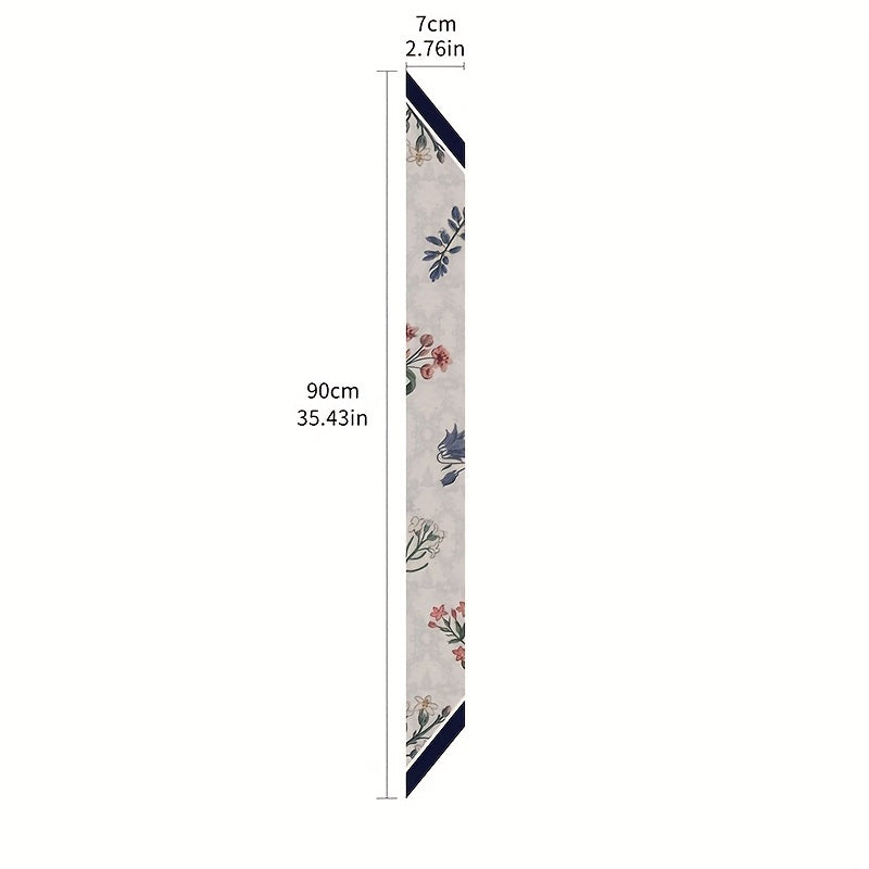 Flower Print Skinny Scarf Neckerchief Hair Ribbon Decorative Twilly Scarf