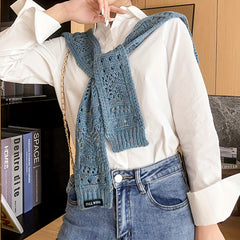 Vintage Hollow Out Knitted Shawl Long Sleeve Cape