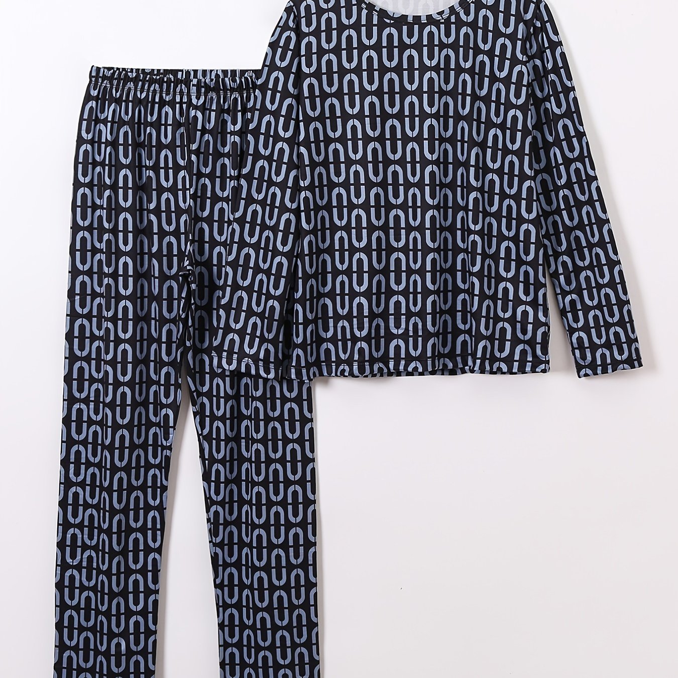 Boys Pajamas Set Geometry Print Top & Pants Kids Clothes