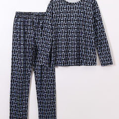 Boys Pajamas Set Geometry Print Top & Pants Kids Clothes