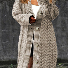 Solid Cable Button Up Cardigan