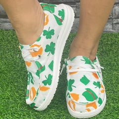 Women's Colorful Clover & Hat Flat Skate Shoes Lightweight Walking Shoes