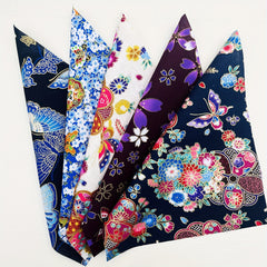 5pcs Japanese Style Bronzing Butterfly Flower Cotton Quilting Fabric