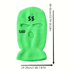 Winter Warm Knit Ski Mask Embroidery Windproof Balaclava Mask