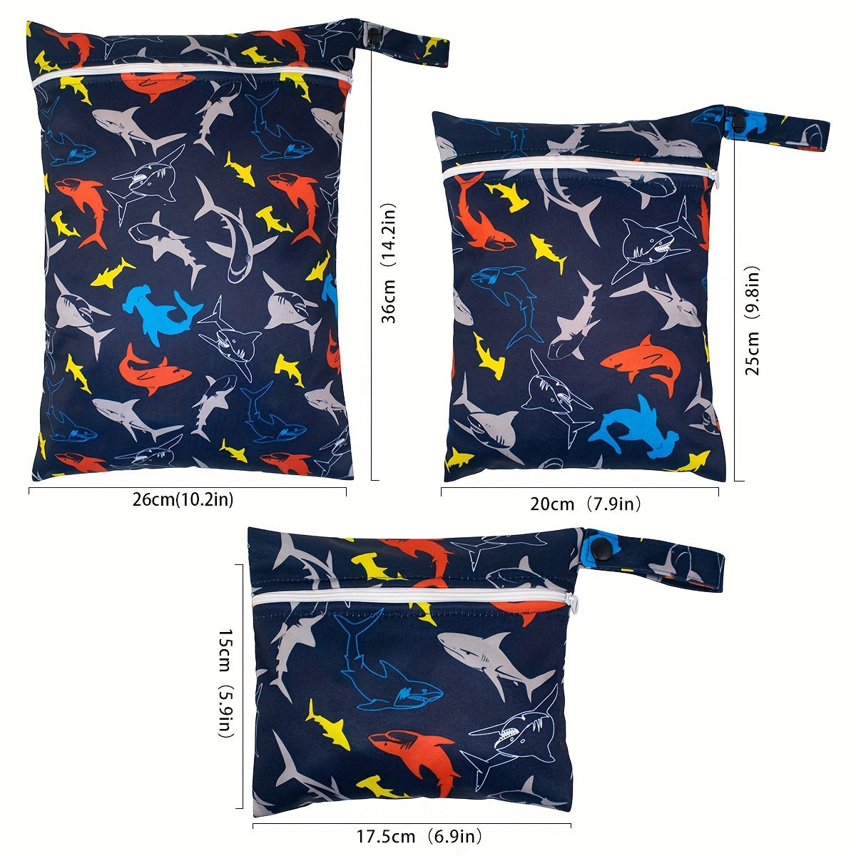 3pcs Reusable Washable Diaper Bags Adjustable Durable Polyester