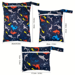 3pcs Reusable Washable Diaper Bags Adjustable Durable Polyester