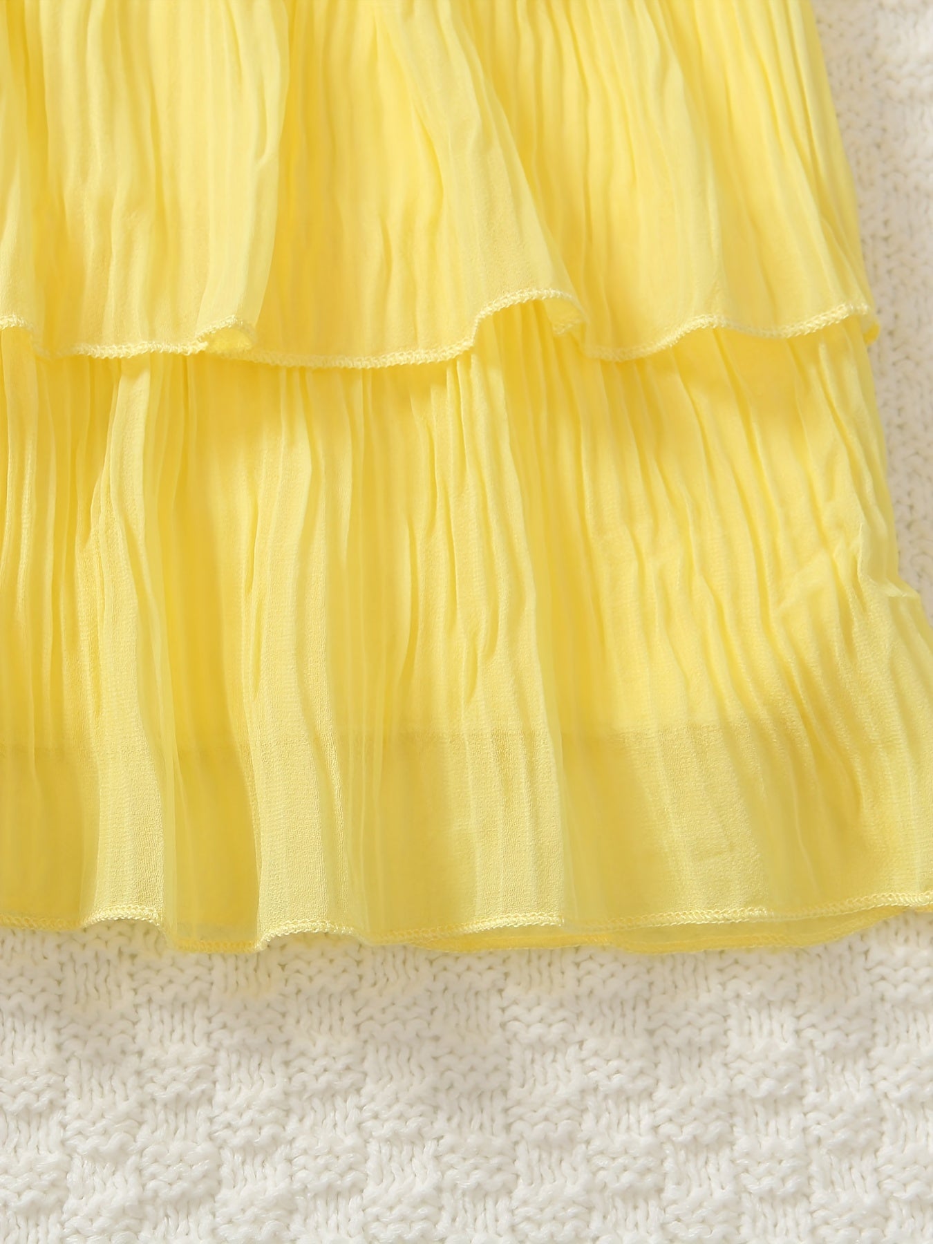 Girls Mesh Neck Layered Stitching Tank Dress For Summer