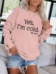 Cold Letter Print Pullover Sweatshirt for Women