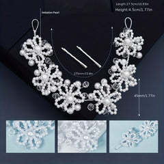 Faux Pearl Flower Hair Clip Headband Bridal Wedding Hair Accessory