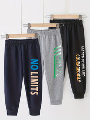 Boys Cartoon Sweatpants Set with Sun Car and Dinosaur Print