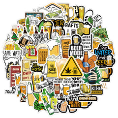 50pcs Beer Waterproof Stickers for Phone Cases Luggage PVC Doodle Decorations