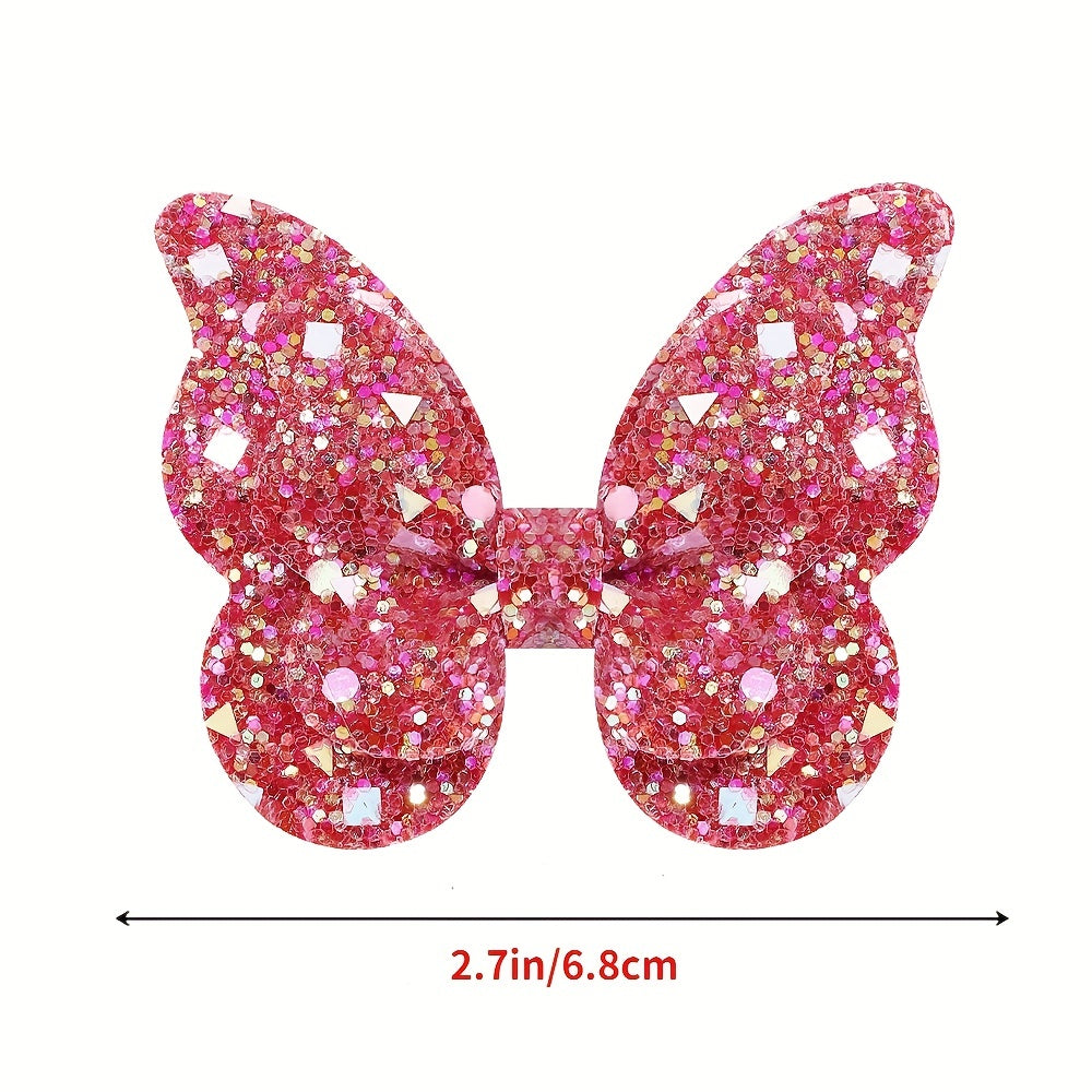 2pcs Gradient Sequin Butterfly Hair Clip for Girls