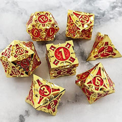 Metal Dice Set 7 Die Polyhedral Gift Box Golden Number