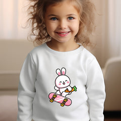 Girls Rabbit Pattern Crew Neck Long Sleeve Sweatshirt