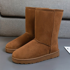 Women's Platform Snow Boots Round Toe Mid Calf Plush Winter Warm Shoes