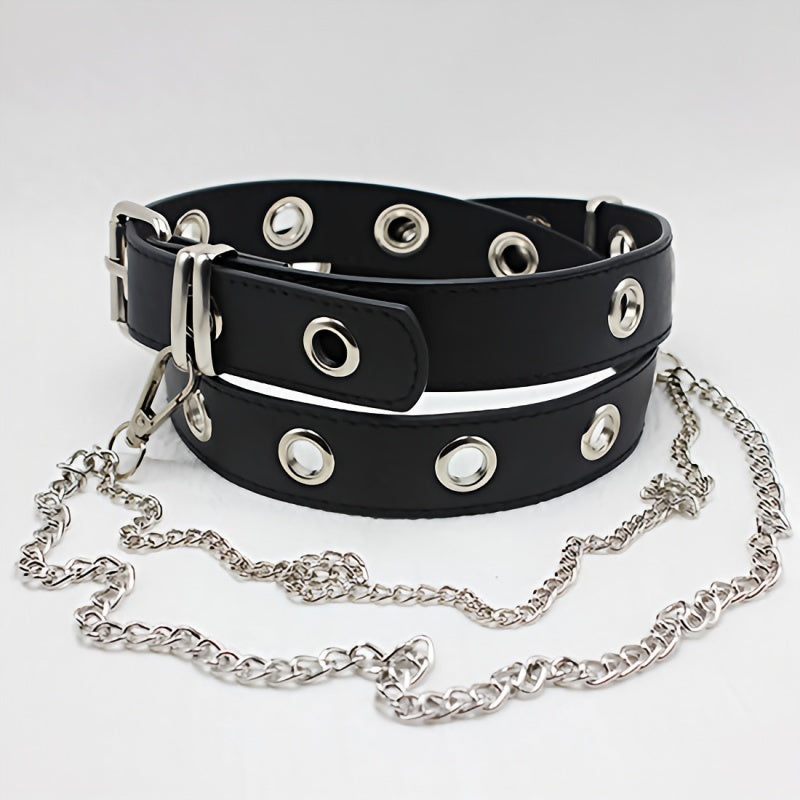 Punk Style Leather Belt Unisex Personality Hip Hop Chain Young Student Belt