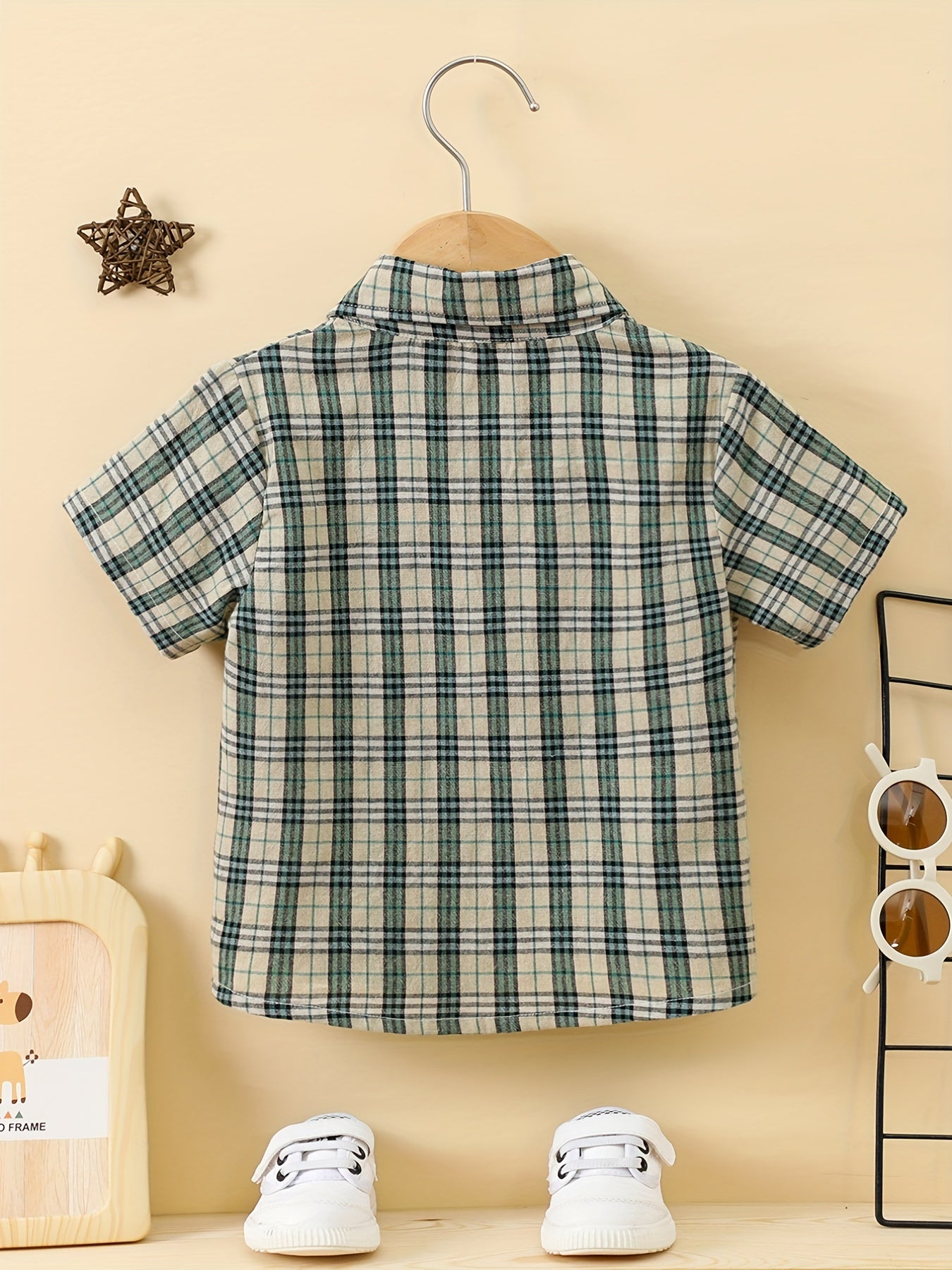Baby Boys Casual Plaid Short Sleeve Button up Shirt