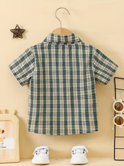 Baby Boys Casual Plaid Short Sleeve Button up Shirt