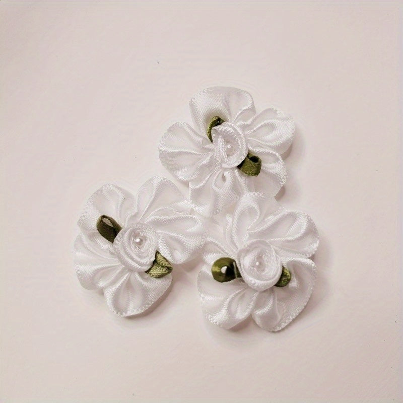 10pcs DIY Head Flower Headdress Decor Pack with Ribbon Rose Small Flower