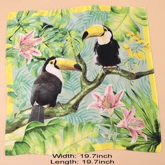 Ladies Parrot Print Bandana Silk Square Scarf Neckerchief Accessory
