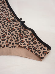 Leopard Bow Tie Panties Criss Cross Cut Out Women's Lingerie