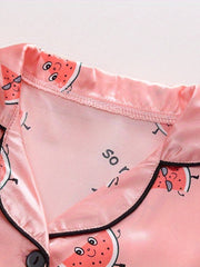Toddler Girls Watermelon Graphic Pajama Set Short Sleeve Top & Shorts