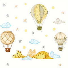 Wall Sticker Deer Hot Air Balloons Clouds Stars Room Decoration Self adhesive