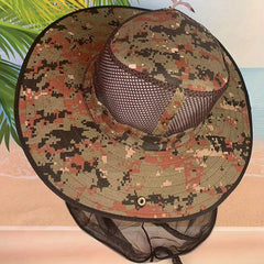 Camouflage Anti-mosquito Sunshade Fishing Hat for Men and Women