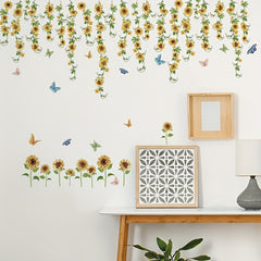 Sunflower Vine Butterfly Wall Decals