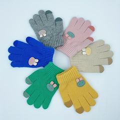 Kids' Winter Ski & Cycling Gloves Coldproof Rabbit Cartoon Knitted Gloves, Ages