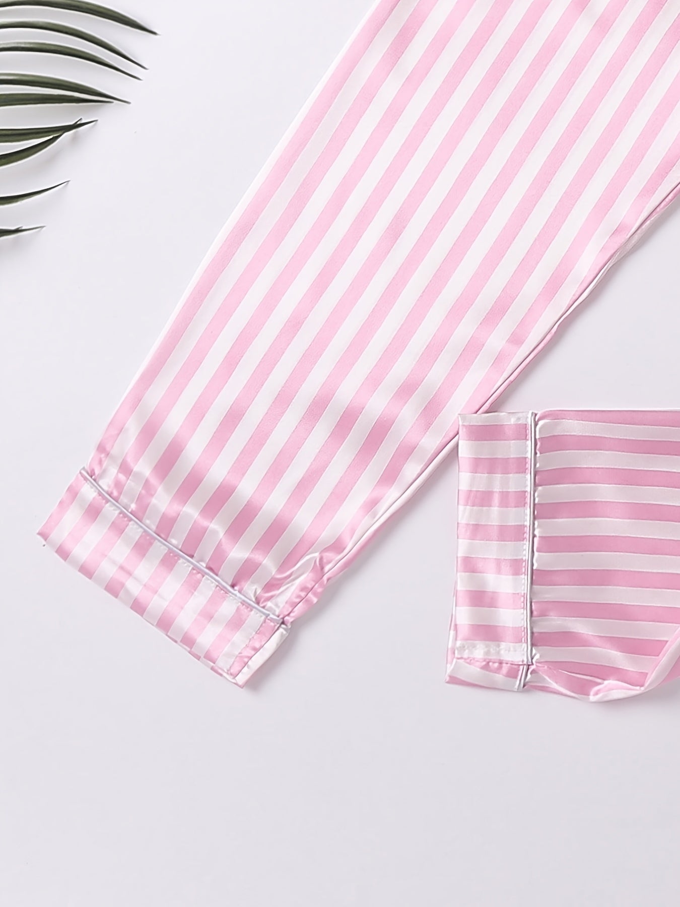 Girls Pink Stripes Pajama Set V Neck Short Sleeve Top & Pants