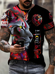 Lion 3D Print Men's Graphic T-Shirt Comfy Tees Short Sleeve Tops