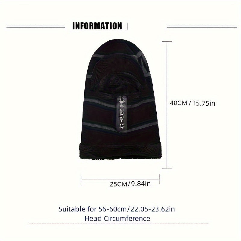 Winter Warm Zipper Knitted Hat Unisex Outdoor Cycling Coldproof Windproof